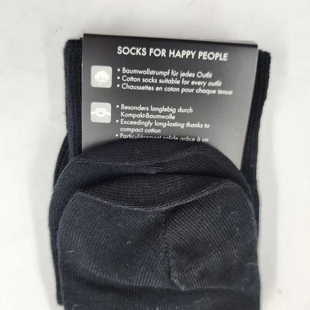 Falke 2 Pairs Happy Crew Socks Men's US 9.5-12/EU 43-46 Black Ribbed Cuff